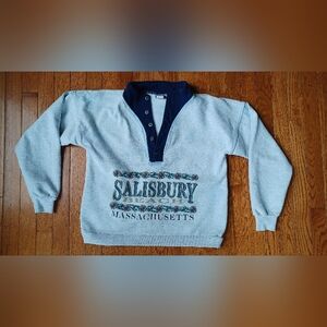Vintage Salisbury Beach MA Mega Style International Pullover Crop Sweatshirt USA